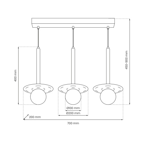 Lampa wisząca FUTURA - zwis 3xG9 czarna 70 cm Milagro