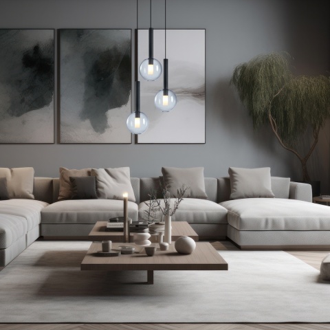 Lampa wisząca NIKO - zwis 3xG9 czarna 35 cm Milagro