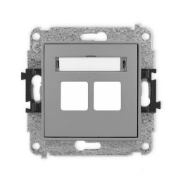 Mechanizm gniazda multimedialnego podwójnego bez modułu szary mat (standard Keystone)
