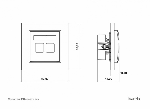 Mechanizm gniazda podwójnego 2xUSB C-C Biały Mechanizm gniazda podwójnego 2xUSB C-C Biały