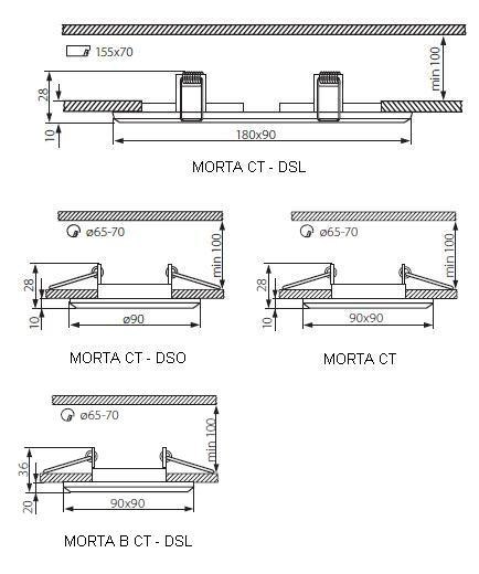 OPRAWKA HALOGENOWA MORTA B CT-DSL50-B GRUBE SZKŁO