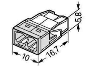 Szybkozłączka instalacyjna drut 2x0,5-2,5mm2 WAGO