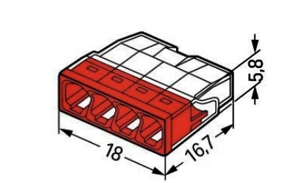 Szybkozłączka instalacyjna drut 4x0,5-2,5mm2 WAGO