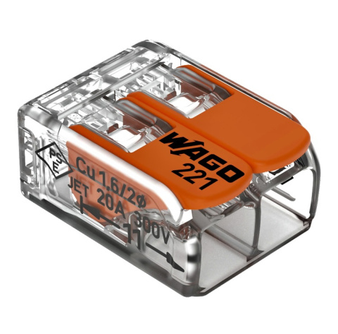 Szybkozłączka instalacyjna 2x0,14-4mm² WAGO