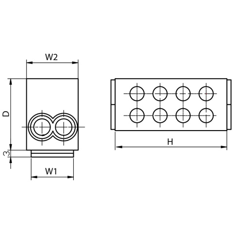 Złączka kompaktowa na szynę, zielona/żółta 2x16mm2 400VAC, 76A