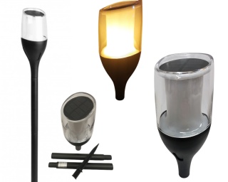 Solarny słupek ogrodowy LED PŁOMIEŃ SSO-1 1600K IP65 czarny 54–64 cm solarna