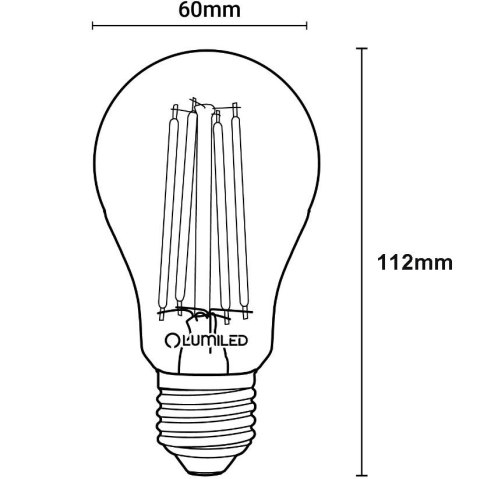 Żarówka LED E27 A60 7W = 60W 806lm 3000K Ciepła 360° Filament LUMILED