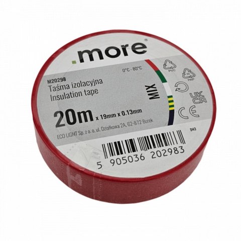Zestaw 10 szt. Taśma izolacyjna 19mm x 0,13mm KOLOR MIX 20m