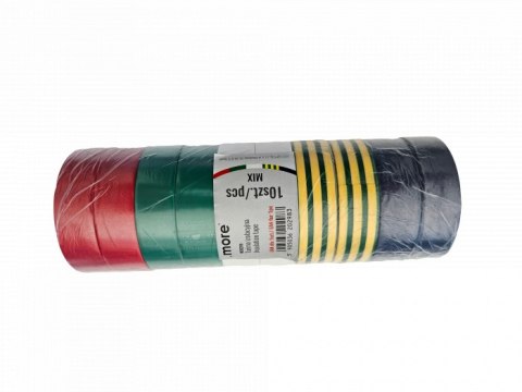 Zestaw 10 szt. Taśma izolacyjna 19mm x 0,13mm KOLOR MIX 20m
