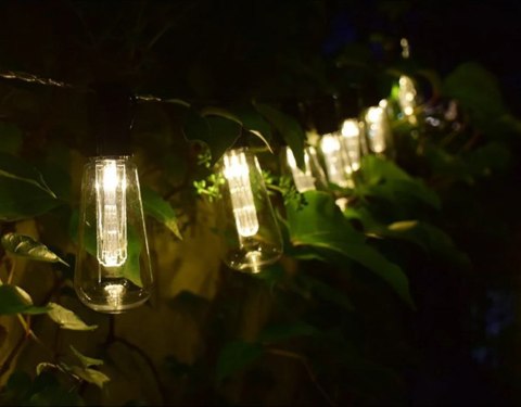 GIRLANDA SOLARNA ogrodowa OZDOBNA 10 wiszących przezroczystych żarówek EDISON 3000K GIRLANDA SOLARNA ogrodowa OZDOBNA 10 wiszących przezroczystych żarówek EDISON 3000K
