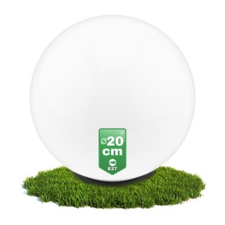 Lampa Oprawa Ogrodowa Zewnętrzna KULA LED 20CM E27 IP44 Biała UV Naziemna