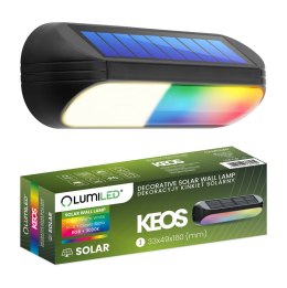 Lampa Solarna Ogrodowa LED Kinkiet Ścienny Elewacyjny 3000K + RGB