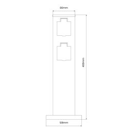 Słupek Ogrodowy Zewnętrzny Stojący 230V 40cm 2x Gniazdo Sieciowe Schuko
