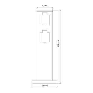 Słupek Ogrodowy Zewnętrzny Stojący 230V 40cm 2x Gniazdo Sieciowe Schuko