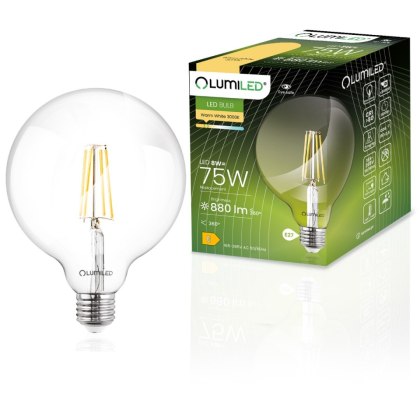 Żarówka Dekoracyjna Kula Filament LED E27 G95 8W = 75W 880lm 3000K Ciepła 360°