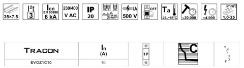 Wyłącznik nadprądowy C 10A 1P TRACON