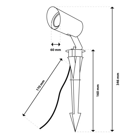 Lampa Ogrodowa Zewnętrzna LED GU10 Reflektor Wbijana IP65 GARTI Przewód