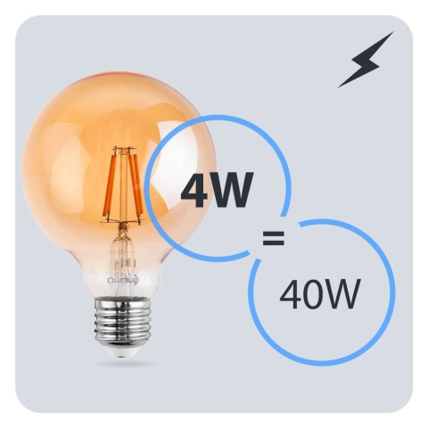 Żarówka Dekoracyjna Kula LED E27 G125 7W = 60W 806lm 2000K Ciepła Filament