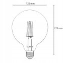 Żarówka Dekoracyjna Kula LED E27 G125 7W = 60W 806lm 2000K Ciepła Filament