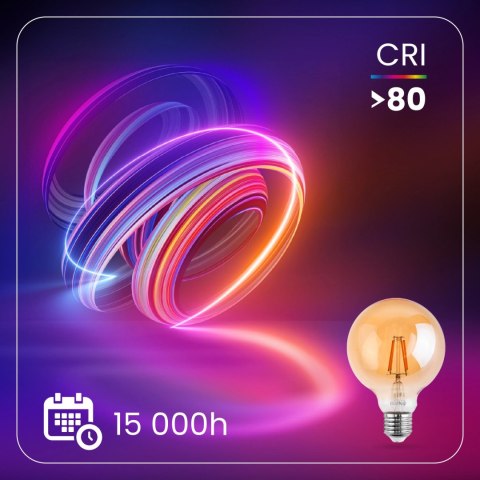 Żarówka Dekoracyjna Kula LED E27 G125 7W = 60W 806lm 2000K Ciepła Filament