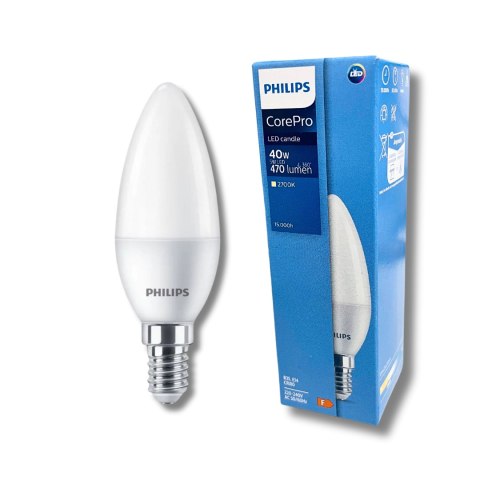 Żarówka LED E14 5W = 40W 470lm 2700K Ciepła PHILIPS Świeczka