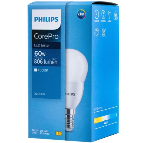 Żarówka LED E14 7W = 60W 806lm 4000K Neutralna PHILIPS