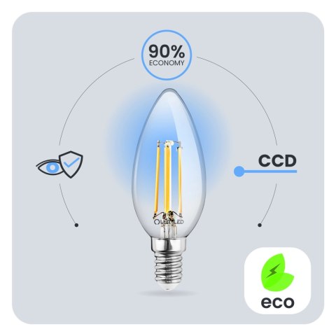 Żarówka LED E14 B35 2W = 25W 249lm 4000K Neutralna 360° Filament