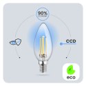 Żarówka LED E14 B35 4W = 40W 470lm 3000K Ciepła 360° Filament Świeczka