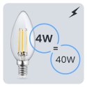 Żarówka LED E14 B35 4W = 40W 470lm 3000K Ciepła 360° Filament Świeczka