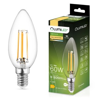 Żarówka LED E14 B35 7W = 60W 806lm 3000K Ciepła 360° Filament Świeczka