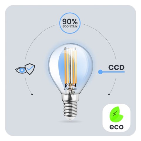Żarówka LED E14 P40 2W = 25W 249lm 3000K Ciepła 360° Filament