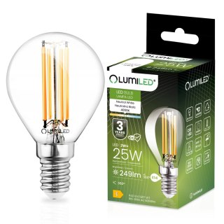 Żarówka LED E14 P40 2W = 25W 249lm 4000K Neutralna 360° Filament