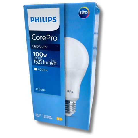 Żarówka LED E27 13W = 100W 4000K Neutralna 1521lm Philips CorePro