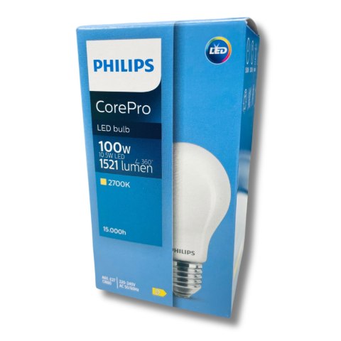 Żarówka LED E27 A60 10,5W = 100W 1521lm 2700K Ciepła 300° PHILIPS CorePro