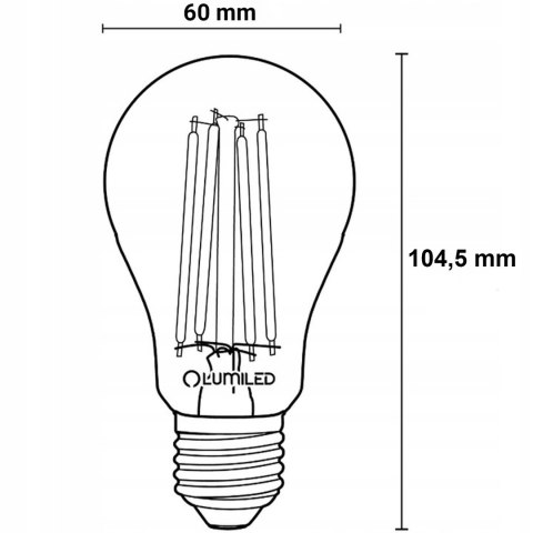 Żarówka LED E27 A60 4W = 40W 470lm 4000K Neutralna 360° Filament