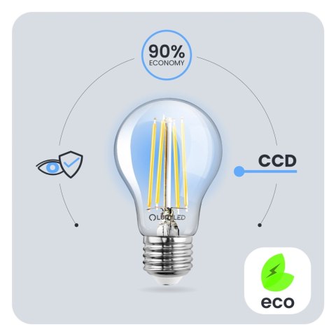 Żarówka LED E27 A60 4W = 40W 470lm 4000K Neutralna 360° Filament