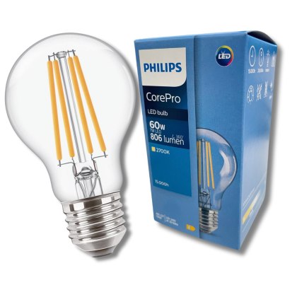 Żarówka LED E27 A60 7W = 60W 806lm 2700K ciepła FILAMENT PHILIPS
