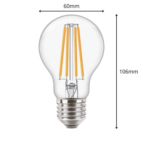 Żarówka LED E27 A60 7W = 60W 806lm 2700K ciepła FILAMENT PHILIPS