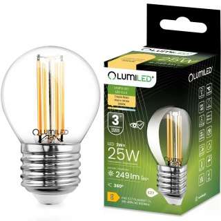 Żarówka LED E27 P40 Filament 2W = 25W 249lm 3000K Ciepła 360° Kulka