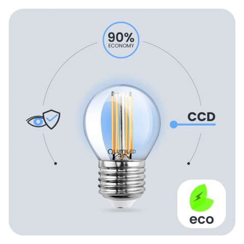 Żarówka LED E27 P40 Filament 2W = 25W 249lm 3000K Ciepła 360° Kulka