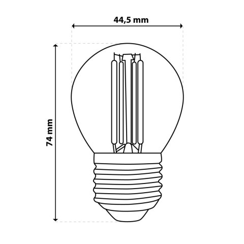 Żarówka LED E27 P40 Filament 2W = 25W 249lm 3000K Ciepła 360° Kulka