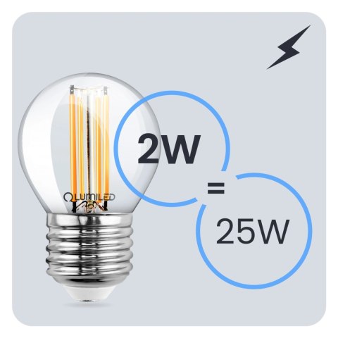 Żarówka LED E27 P40 Filament 2W = 25W 249lm 4000K Neutralna 360° Kulka