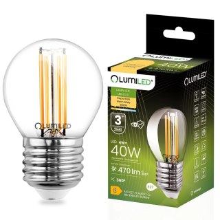 Żarówka LED E27 P40 Filament 4W = 40W 470lm 3000K Ciepła 360° Kulka