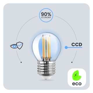 Żarówka LED E27 P40 Filament 4W = 40W 470lm 3000K Ciepła 360° Kulka