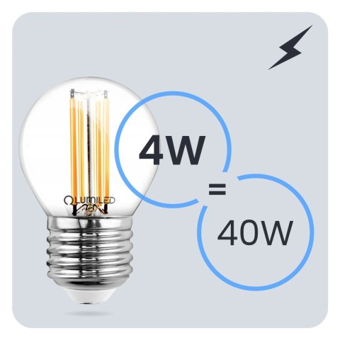 Żarówka LED E27 P40 Filament 4W = 40W 470lm 3000K Ciepła 360° Kulka
