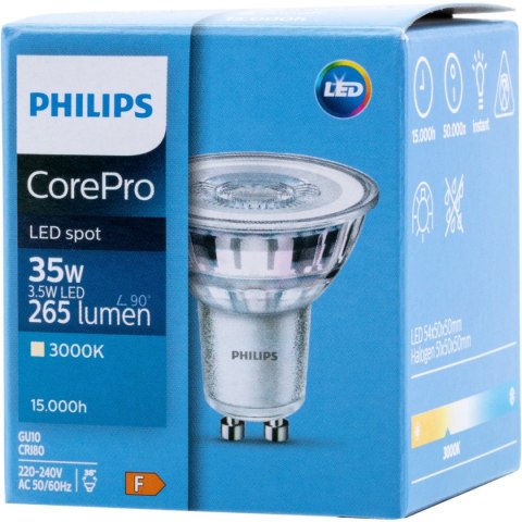 Żarówka LED GU10 3,5W = 35W 265lm 3000K Ciepła 36° reflektor punktowy PHILIPS