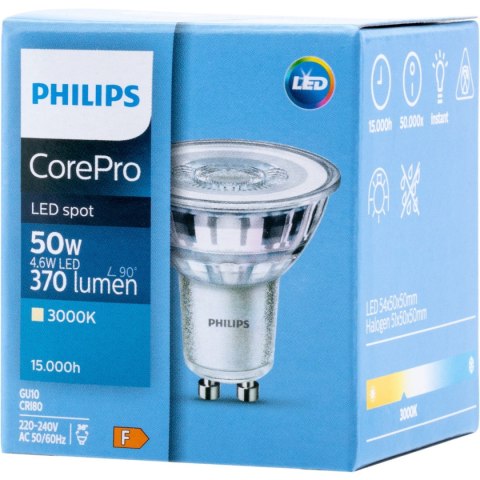 Żarówka LED GU10 4,6W = 50W 370lm 3000K Ciepła 36° reflektor punktowy PHILIPS