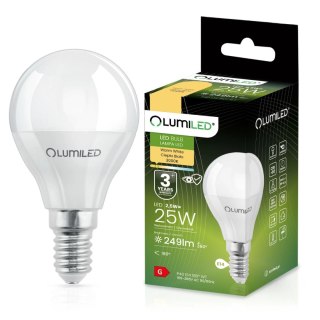 Żarówka LED Kulka E14 P40 2,5W = 25W 249lm 3000K Ciepła 180°