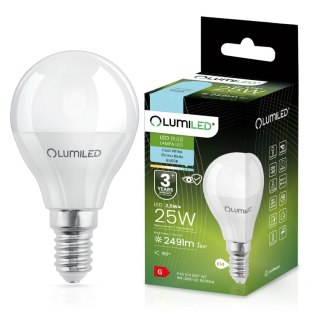 Żarówka LED Kulka E14 P40 2,5W = 25W 249lm 6500K Zimna 180°