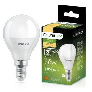 Żarówka LED Kulka E14 P40 8W = 60W 806lm 3000K Ciepła 180°